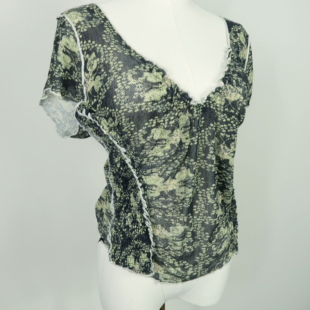 Free People Womens Oh My Baby Semi Sheer Top Size XL Y2K Skater Grunge Fairycore - Picture 5 of 12